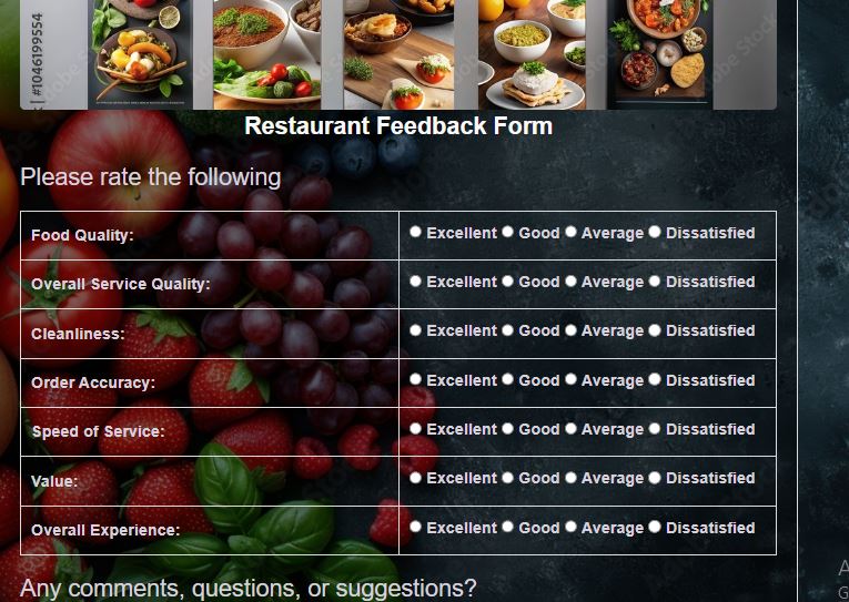 Customer feedback form